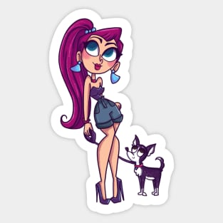 Fashion dog girl Sticker